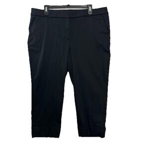 Chicos Capri Pants Womens 3P (16 P) Black Stretch Cropped Cuffs Pockets Office